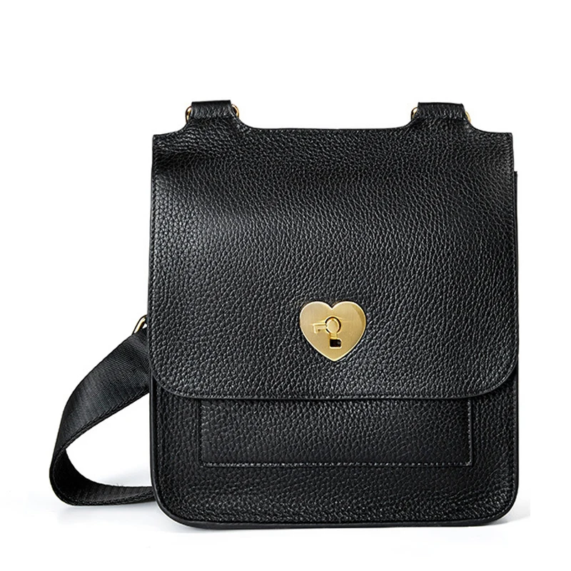 

TS4064 autumn and genuine leather handbags UK and America retro simple wild solid color turn lock shoulder diagonal square bag