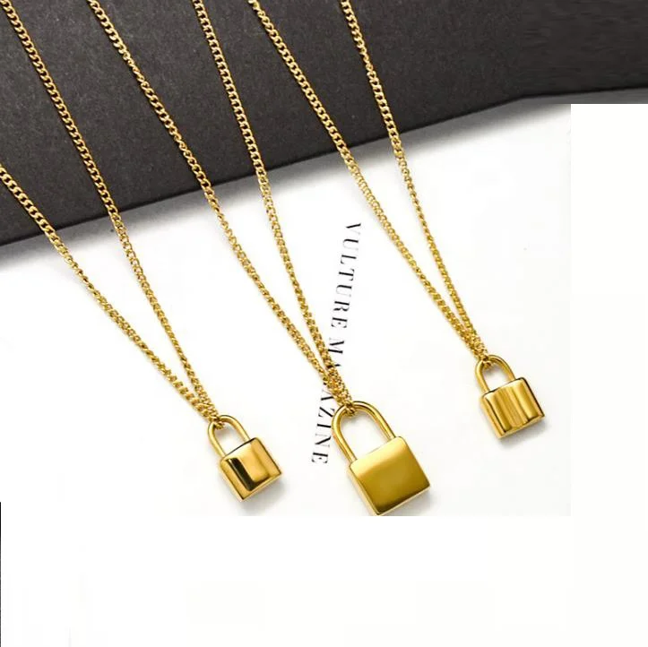 

2021 New 18K Gold Plated Women Stainless Steel Lock Chain Necklace Minimalist Stylish Padlock Necklace