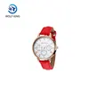 Best Selling good leather structure quartz clock works watches