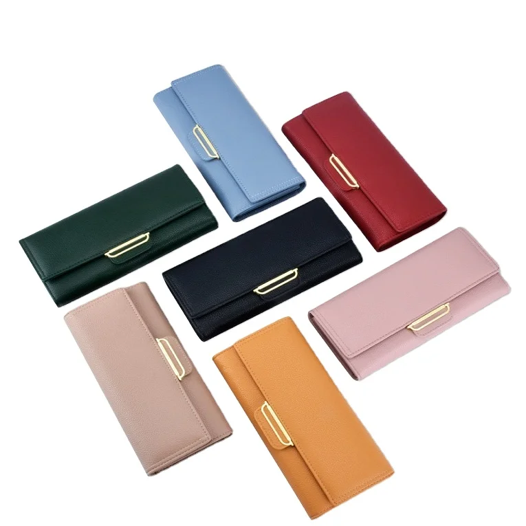

PU Leather pocket Card holder women fashion ladies phone purse Envelope bag zip around casual wallets with money clip, Customized
