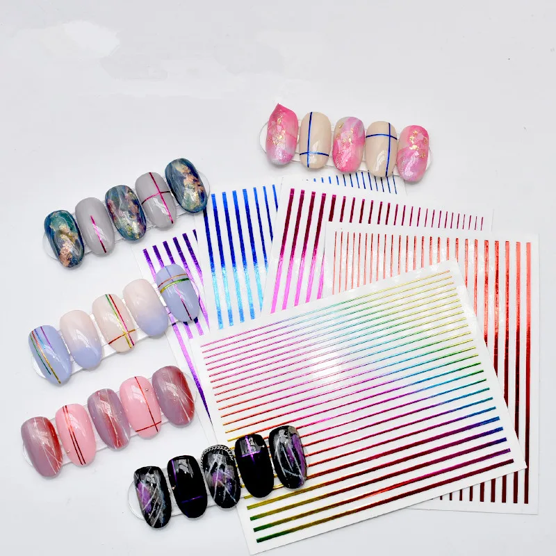 

Neon line nail stickers Fluorescent Decal colorful Self-Adhesive Nail Art Stripe Line Sticker