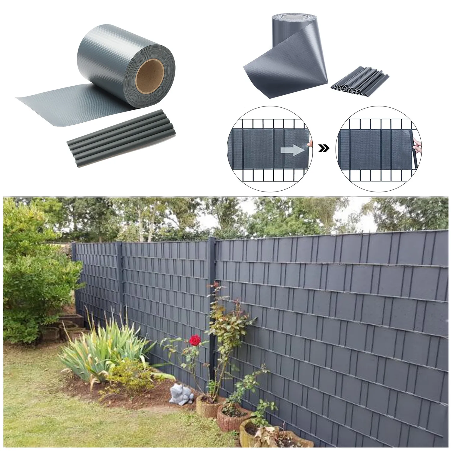 

Hot selling sichtschutzstreifen pvc strip screen tarpaulin fence for privacy garden fence germany market, Anthrazit,green,grau,buchsbaum,schiefer,stein-optik etc