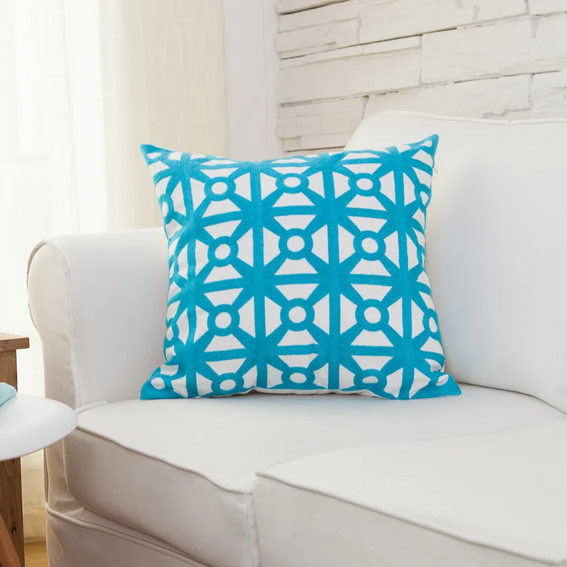 waist pillow sofa backrest geometric draw like cushion full cotton canvas embroidered throw pillow