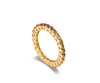 Newest Rainbow Glittery Colored Stones Round Cubic Zirconia Gold Plated Eternity Rings for Woman
