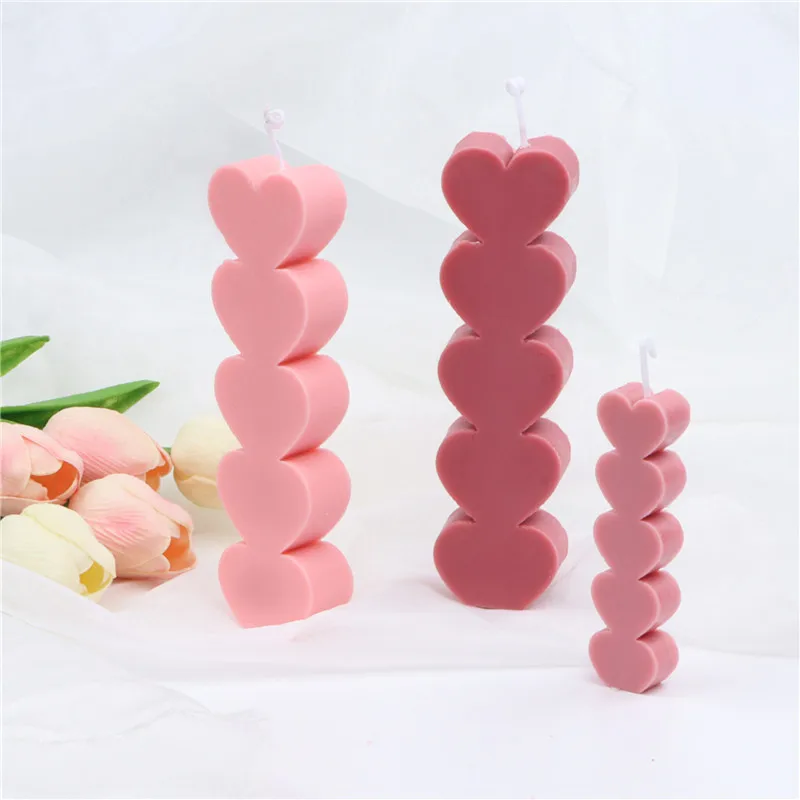 

LOVE'N LV566D Overlapping geometric aromatherapy candle Sugar Cake Chocolate Mold Silicone love heart molds for candles, White