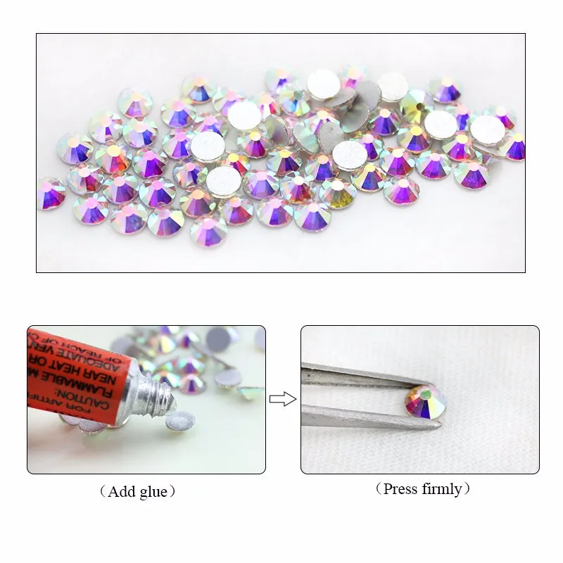 

Round High Quality 1.3-8mm Round Non-Hot Fix AB Rhinestone for Nail Art Rhinestones Garment Decoration, Ab non-hot fix rhinestone