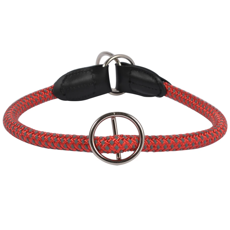 

Rope nylon leather Dog Collar Slip Choke Reflective Pet Nylon Collars for Small Medium Large Dogs, Blue, black,etc