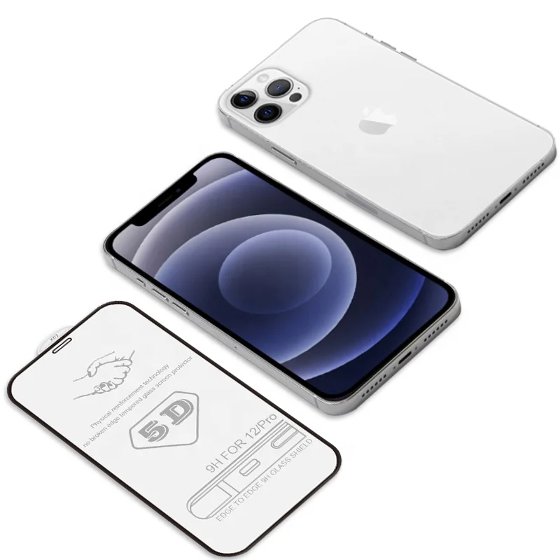 

2021 Trending Premium 5D Cold Carving High Alumnima Mobile Phone Tempered Glass Protector For iPhone 12/12 Pro