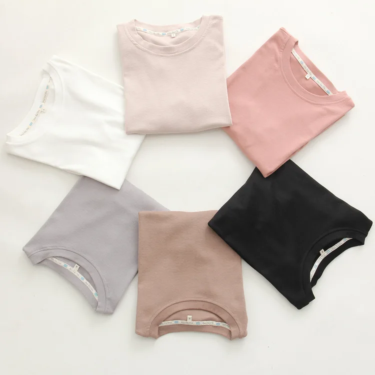 

Candy Color Summer Simple Short Sleeve O Neck Casual Women's T-Shirts, In available