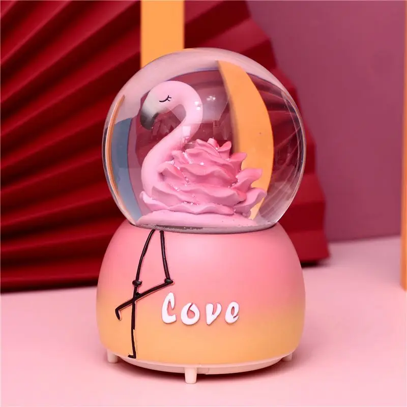 

Snow Globe Flamingo Ornaments Wedding Gifts Female Girlfriends Engaged Newlyweds High-grade Crystal Ball Birthday friends