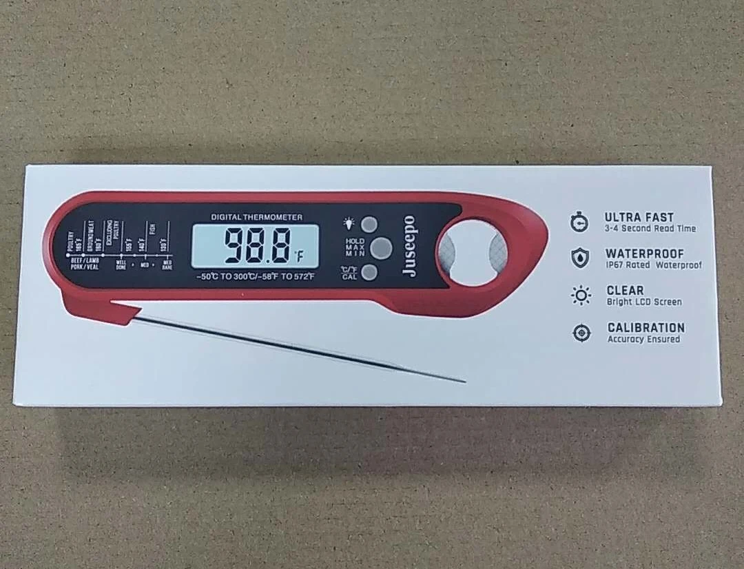 Juseepo Digital Meat Thermometer, Wireless BBQ Thermometer with 4