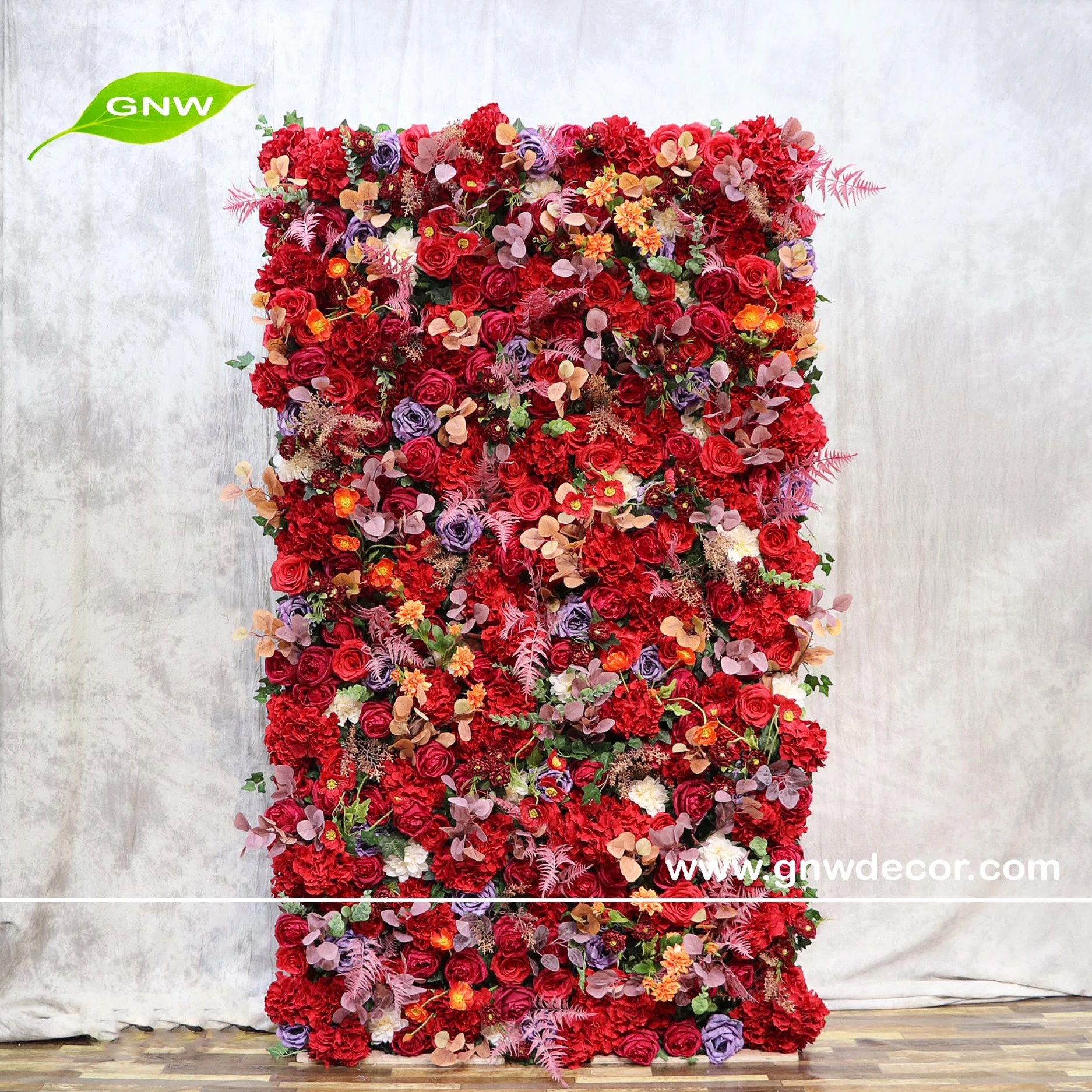 Gnw Roll Up Flower Wall Backdrop Wedding Stage Decoration With Flowers
