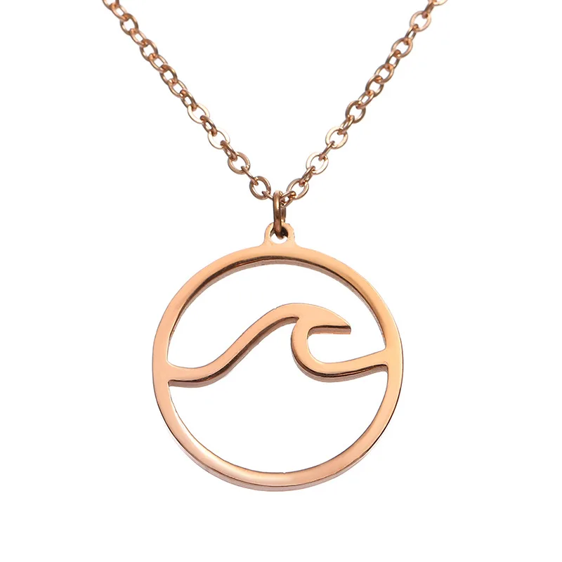 

Fashion Hot Selling Stainless Steel Gold Metal Women Rose Gold Surfer ocean Sea Wave Pendant Jewelry Necklace For Girl, Gold ,silver,rose gold