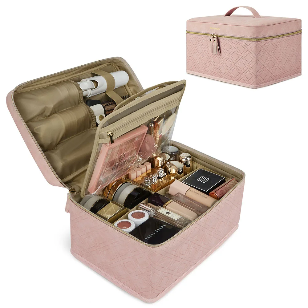

Bagsmart Foldable Travel Makeup Bag Water Resistant Detachable Large Cosmetic Bag Zipper Makeup Case Bag, Customize