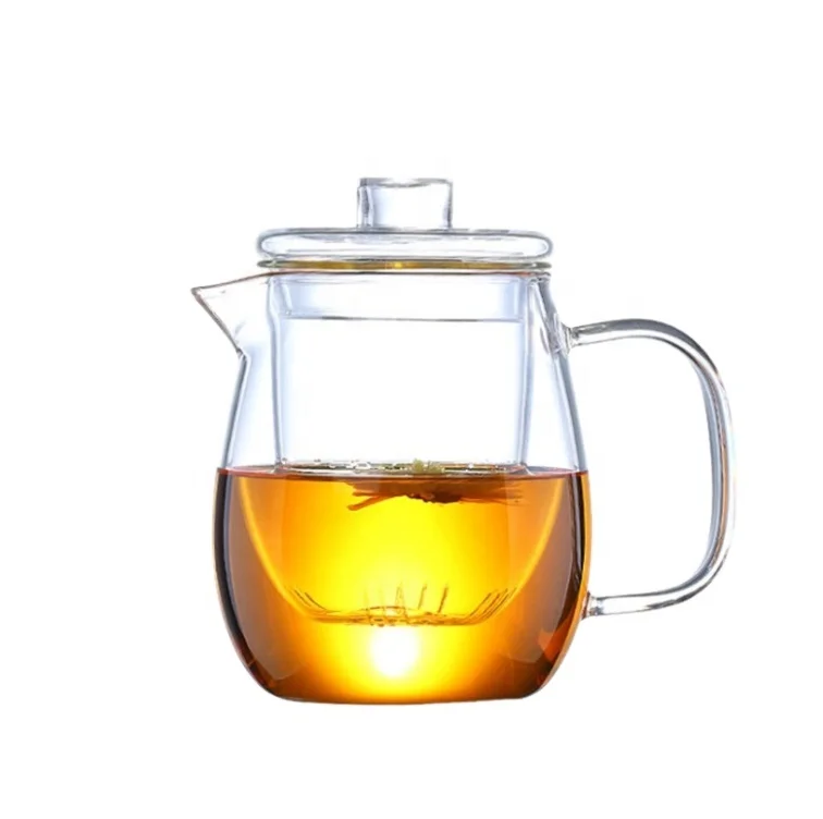 

Handmade High Borosilicate 600ml 1200ml Clear Glass Teapot Set Custom Tea Pot Glass With Glass Infuser