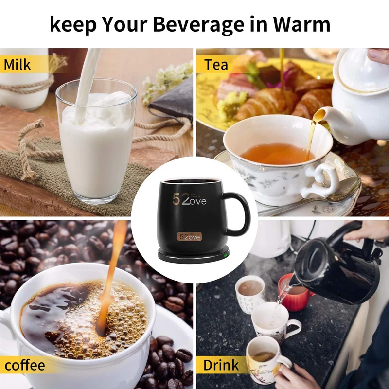 
Mug Warmer Coffee Mug Warmer with Wireless Charger 2 in 1 Wireless Charging Constant Temperature for Keeping Warm 