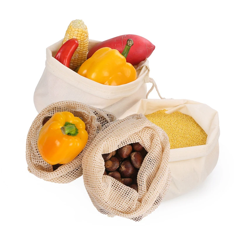 

Sopurrrdy Eco Friendly Washable Biodegradable Recyclable Cotton Mesh Reusable Produce Bags, White color