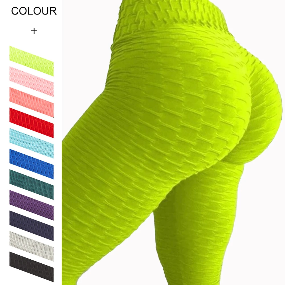 

2021 Womans Plus Size Sports Fitness Yoga Wear Jacquard Bubble Bubble Scrunch Butt Tik Tok Leggings Yoga Pants, 11 color