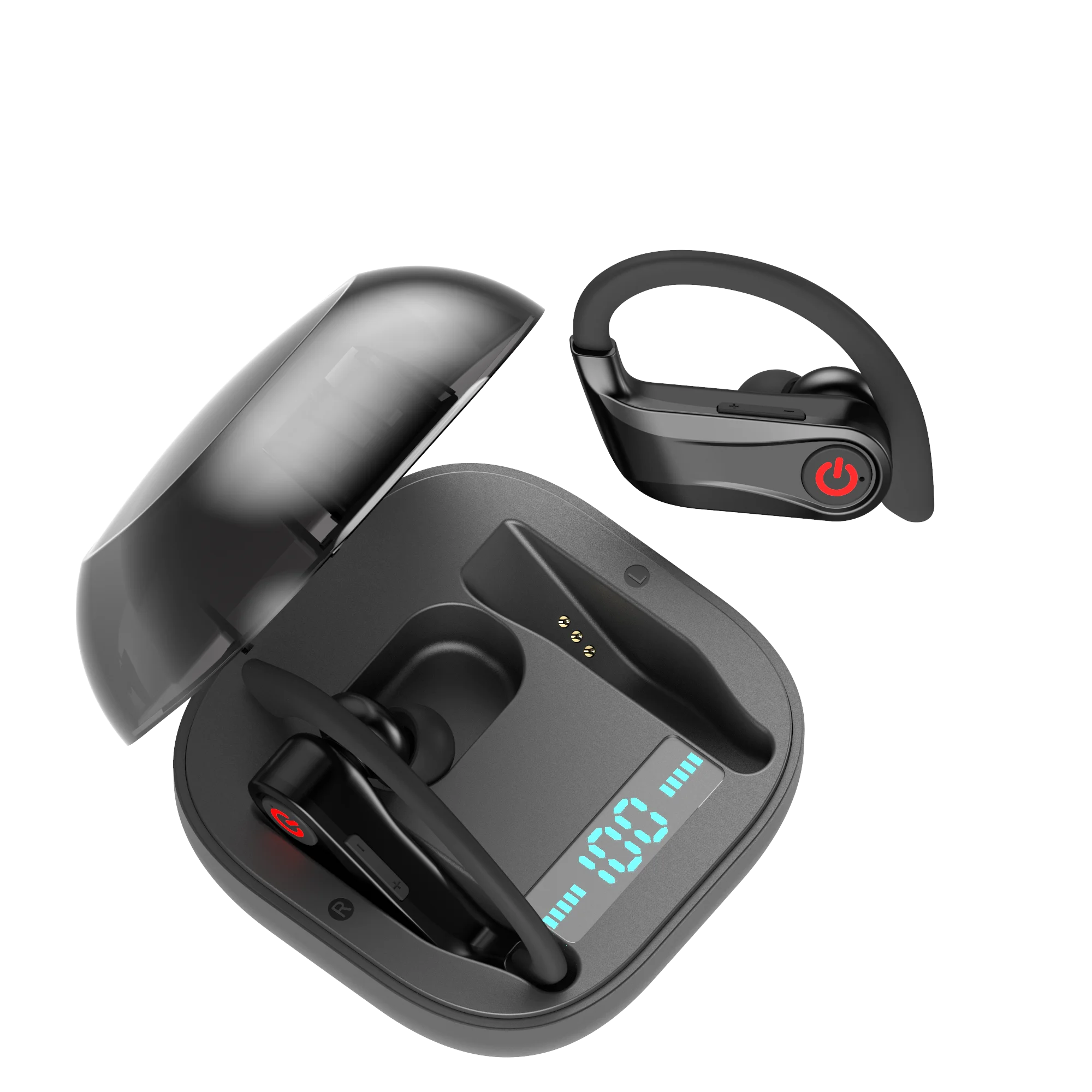 

2021 New TWS Wireless BT Earphone Earhook Stereo Headset Earbud Sport Waterproof Headphone With Led Screen Display Charging Case