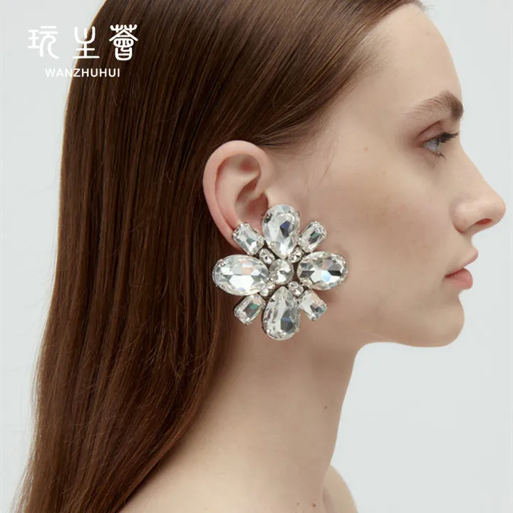 

New style exaggerated big colorful flower shaped stud earrings jewelry for women