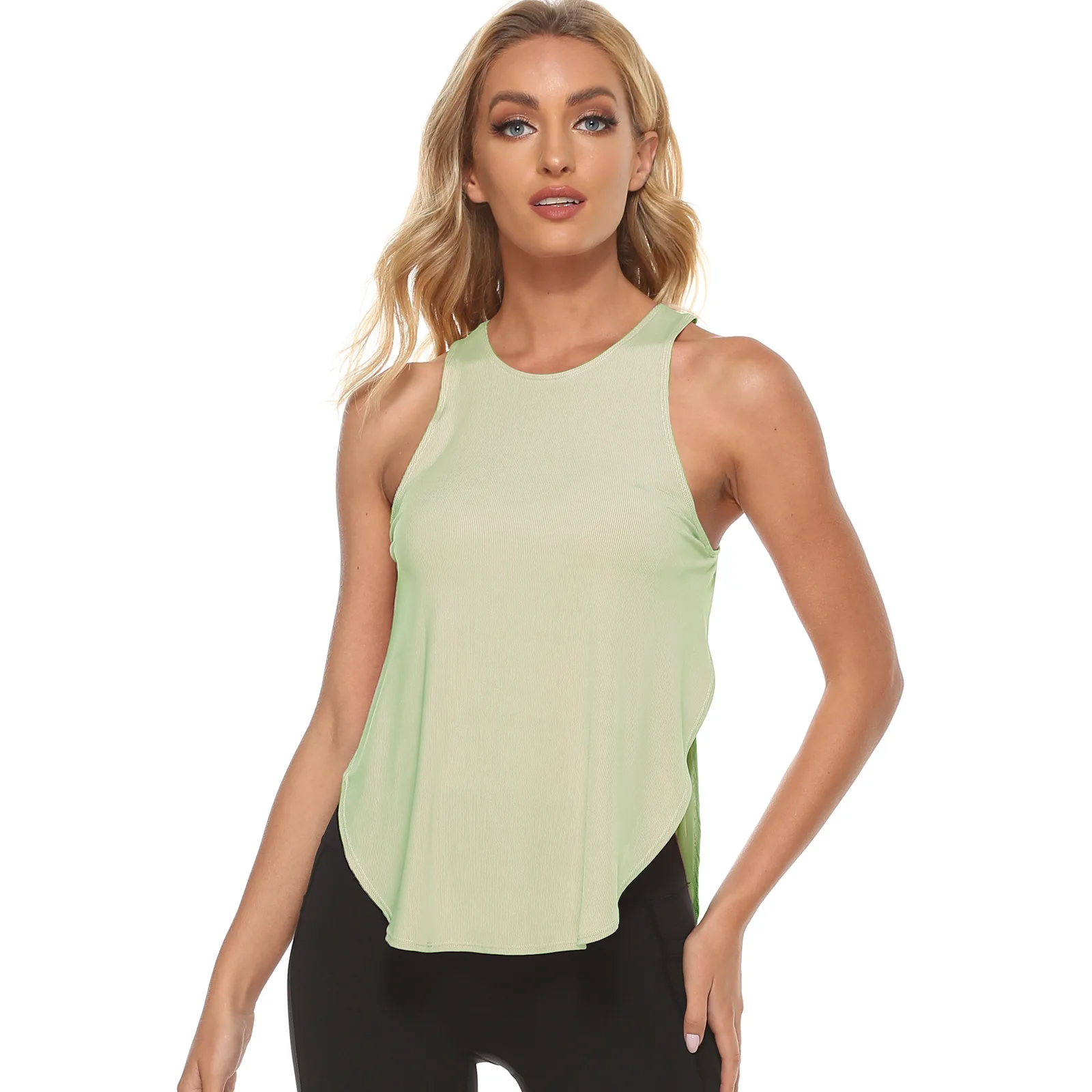 

2021 Summer New Ice Silk Sleeveless Loose Shockproof Bra Quick Dry Yoga Vest