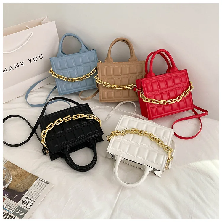 

Fashion handbags summer 2022 acrylic chain diamond indentation small square bag bolsos de mujer handbags, Khaki, white, blue, red, black