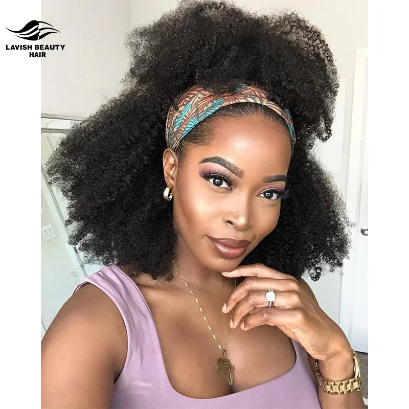 

Lavishbeauty RTS Hot Selling Products Headband Wigs For Black Women 4b 4c Half Wig With Headband Afro Kinky Curly Headband Wigs