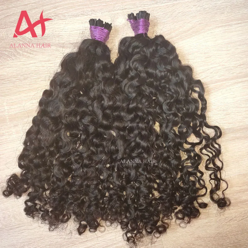 

New Arrival 100% Human Hair Extensions I Tip Alanna Hair RaW Virgin Cambodian Curly Hair Raw I Tip Total 125 Sticks One Pack