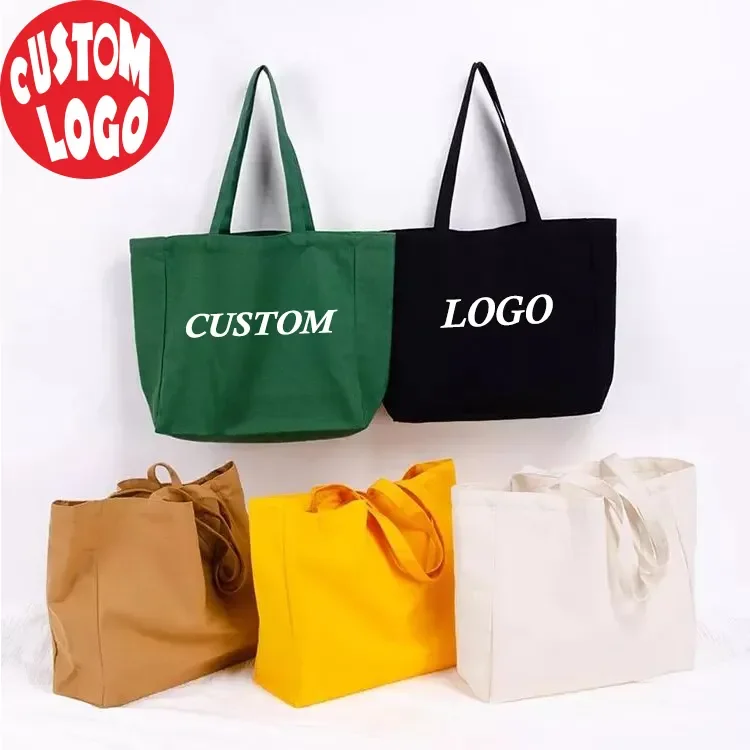 

Custom Logo Print Outdoor Fashion Beach Bag Large Wide Bottom Canvas Tote Bag Cotton Shopping Bag