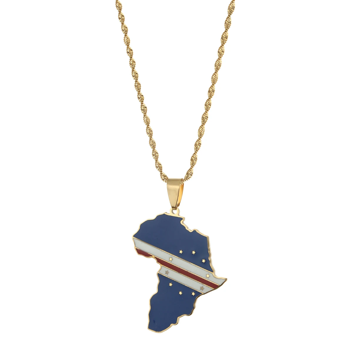 

African Original Cabo Verde Map Pendant Necklaces Wholesale Stainless Steel African Maps Jewelry