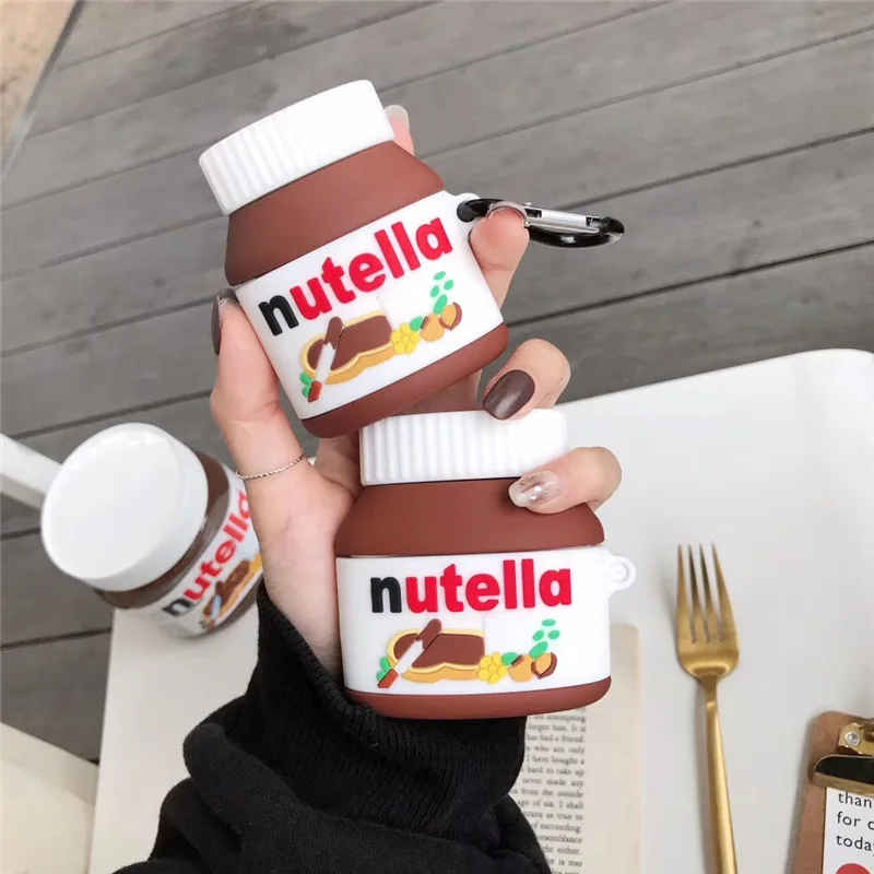 

Nutella Hazelnut Sauce Canned Soft Silicone Charging Box Protective Cover Shockproof Earphone Case for AirPods 1 2 pro