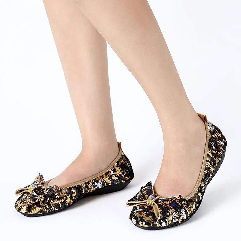 

African luxury sequin dance flat open shoes ladies women