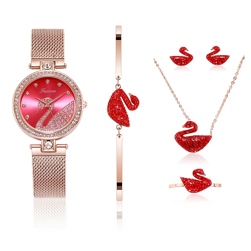 

Cute fashion christmas gifts ideas for mom girl girlfriend sister wrist crystal watches set jewelry bracelet earring necklace, Customized colors