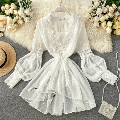 

2020 Latest Fashion Women Irregular Chiffon Lace Blouse Tops