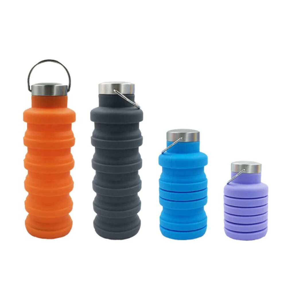 

GMI 550ml custom logo folding collapsible silicone water bottle for sports promotional Bpa free