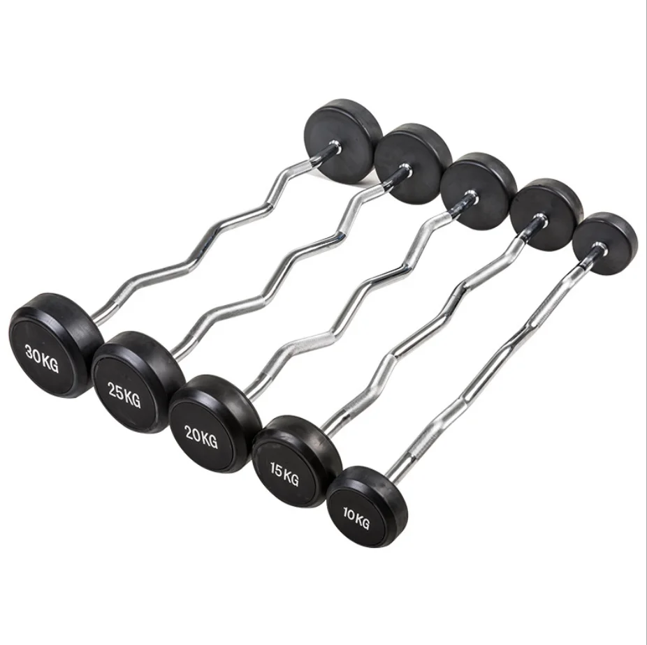 

Fixed rubber covered barbell suit fitness home barbell curved bar 1.2m weight lifting fitness equipment squat counterweight