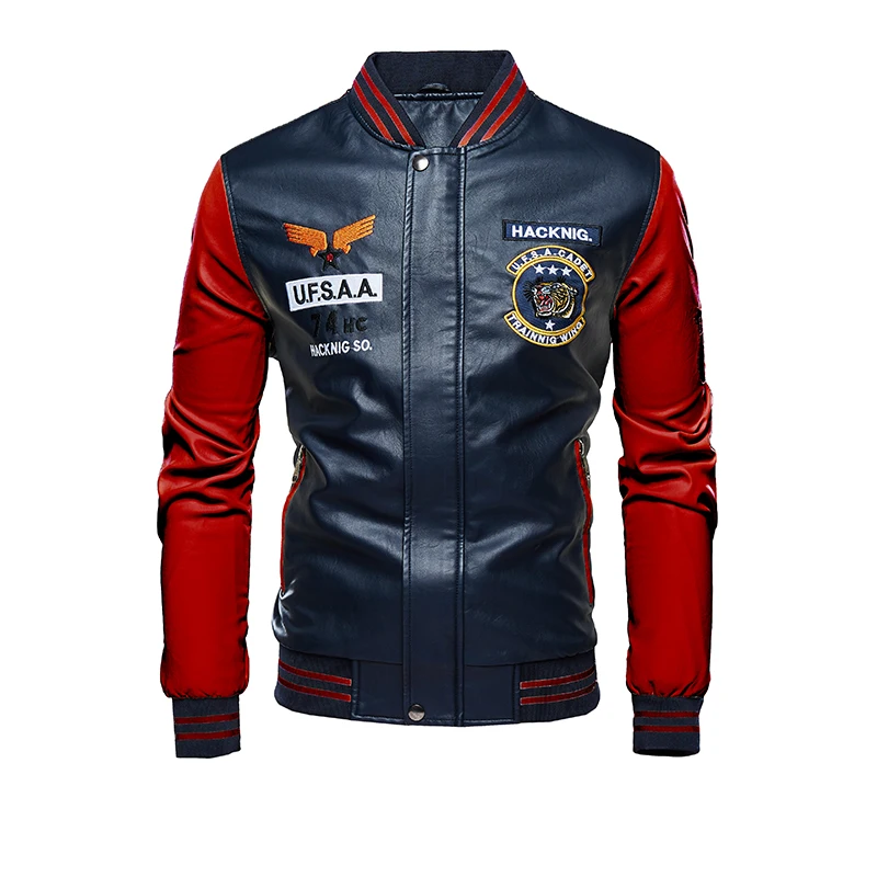 

2021 Hot Sale Plus Size Men'S leather zip up jacket men custom jackets and coats 2021 varsity jackets for mens, Picture shows