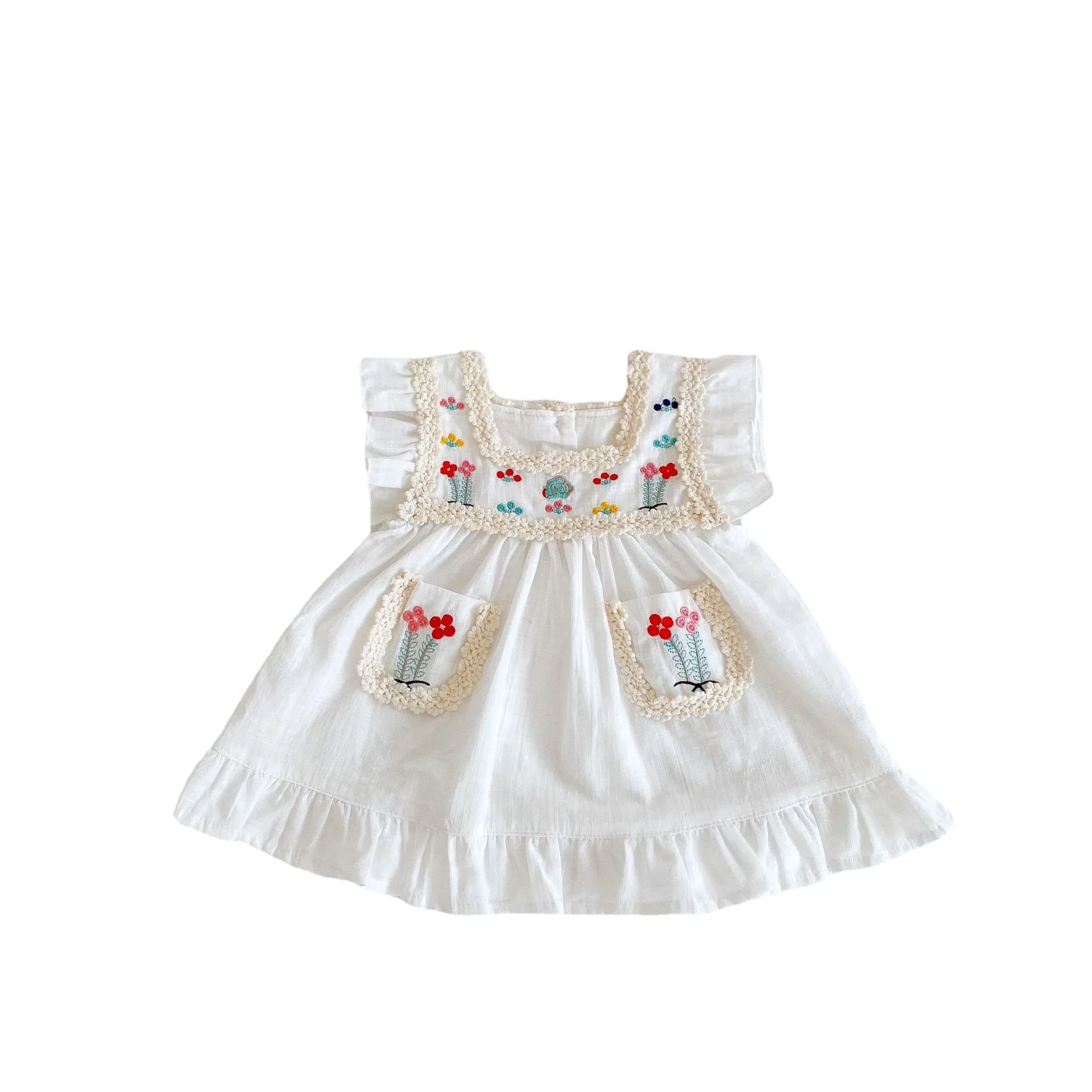 

2022 European And American Summer Style 0-1 Years Old Baby Embroidered Lace All Cotton Sleeveless Dress baby clothes