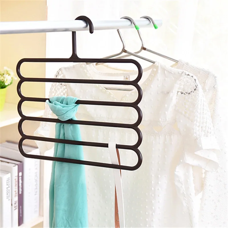 

Multi-layer pants rack wardrobe storage rack five layer candy color plastic pants rack tie rack S ring type air drying rack