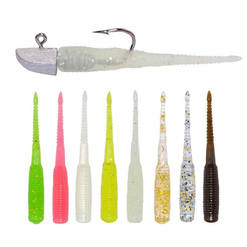 

Pin tail soft fishing lure 35mm 0.23g 12pcs/bag artifical root fish baits TPR silicone worm, Various color