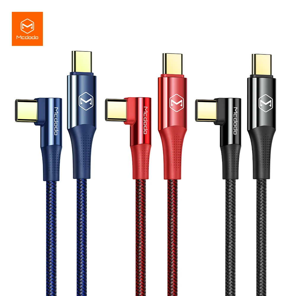 

1.2M New Mcdodo Cables 100W 5A With E-marker Braided Data Cable 90 Degree Usb C To Usb C Pd C Type Charger Cable