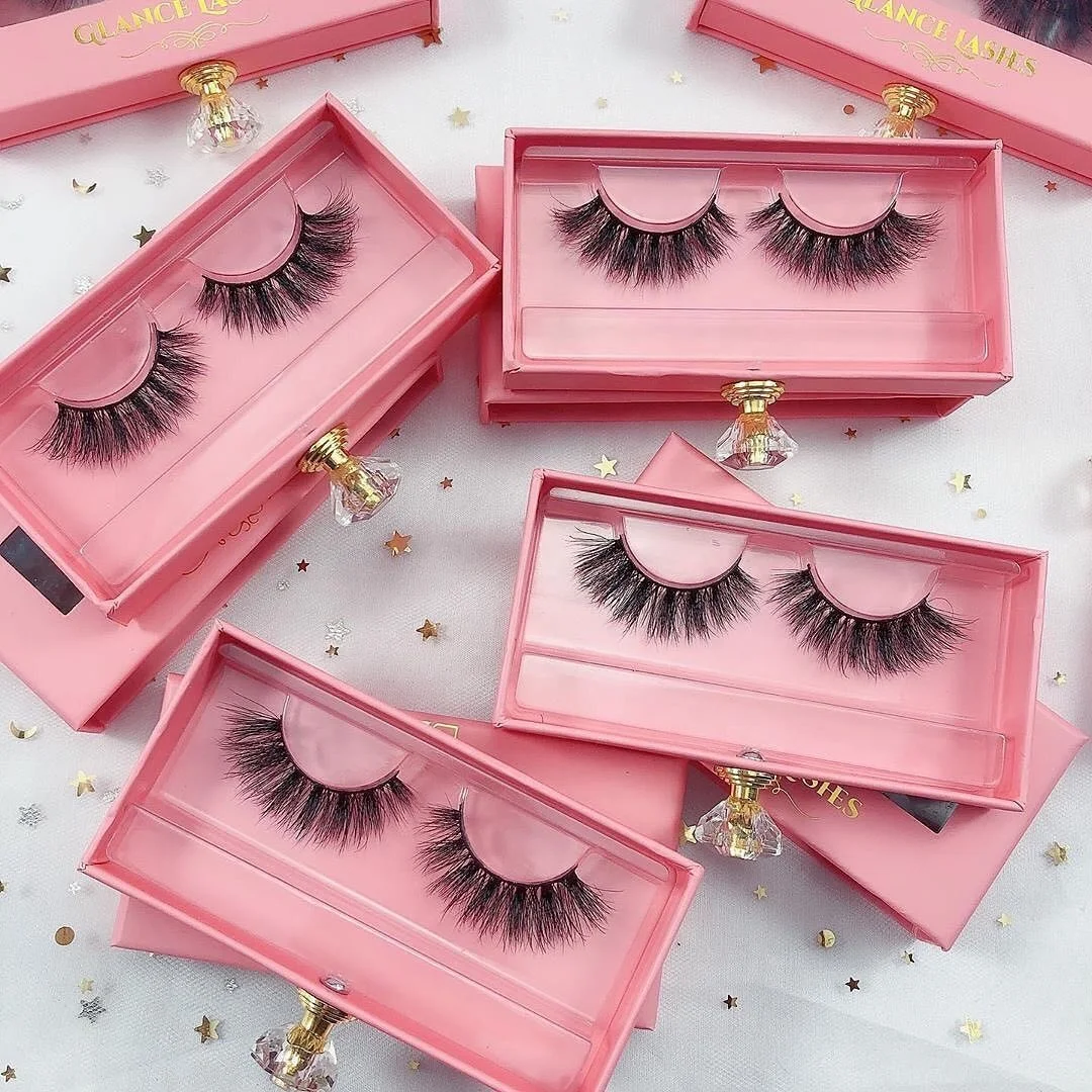 

2021 new wholesale mink lashes fluffy 25mm 3d with packaging mink eyelash, Natural black