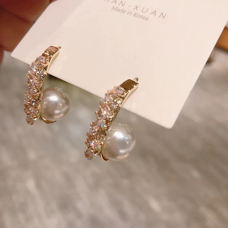 

fashion trendy jewelry women crystal earring pearls