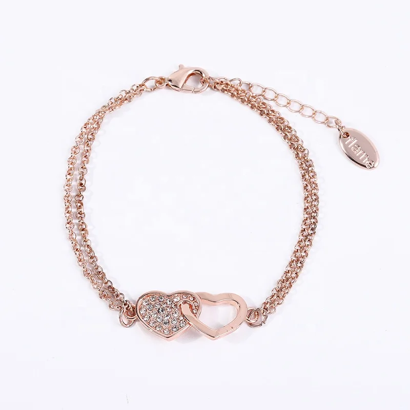 

Fashion Simple Rose Gold and Platinum Plated Love Heart Zircon Bracelet Jewelry bracelet for Women Infinity Friendship Gift