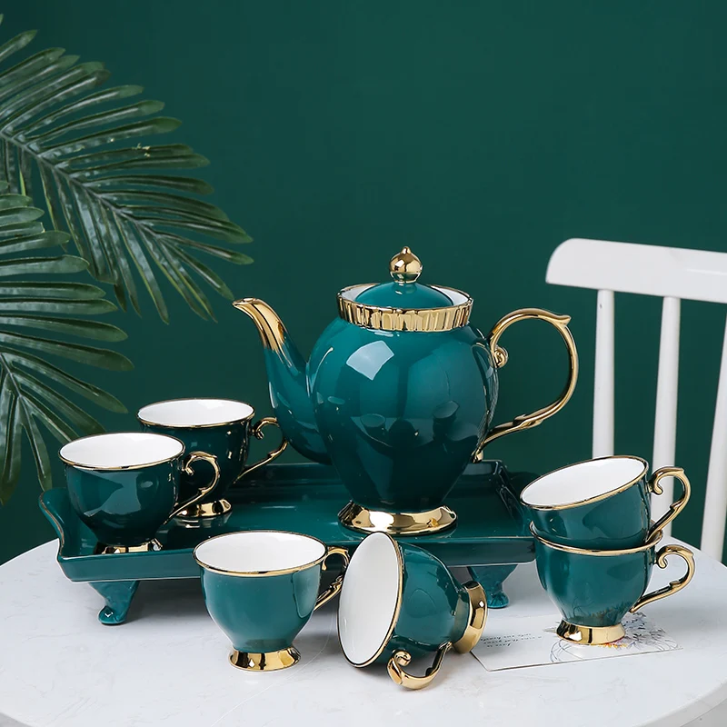 

Luxury coffee cup ceramic porcelain kettle royal albert european afternoon tea set teapot coffee green tea pot teacup with tray