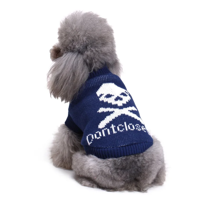 

Wholesale Blue Pink Skeleton Halloween Sweaters Pets Designer Dog Sweater Knitted, Pink, black