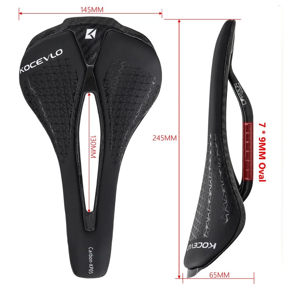 KOCEVLO Ultra-light Full Carbon Fiber Bicycle Seat Mountain Road Bike Saddle Leather Hollow Cycling Seat Bike Spare Part