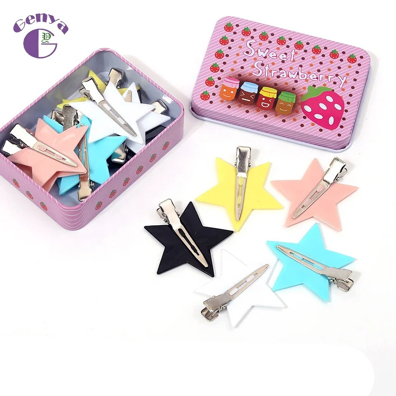 

Genya New Pentagram No Bend Hair Clips Christmas Tree Shape No Crease Clips For Makeup Bangs Waves Styling Tools Custom Logo, As picture