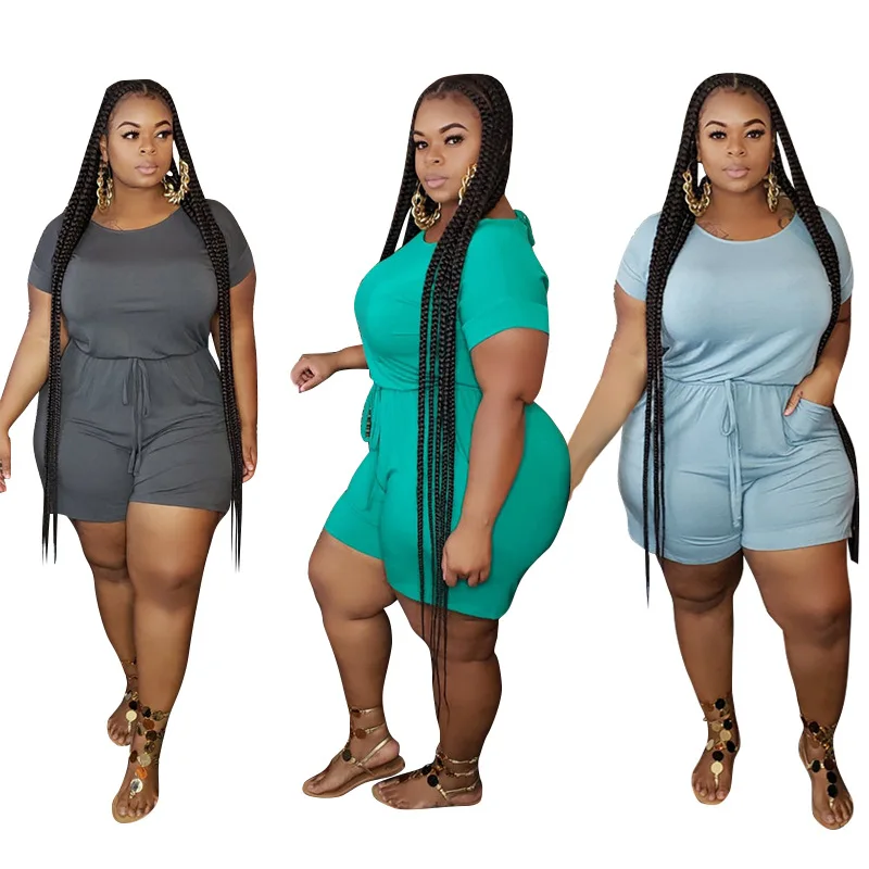 

2021 summer 3colors plus size sort set women clothing breathable plus size two piece short set, 3 different color