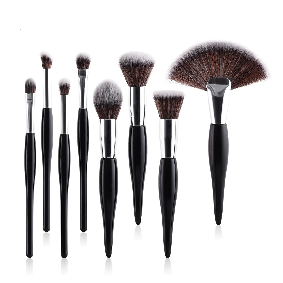 

HZM 8 pieces big Fan Foundation Brushes beauty cosmetics brush set makeup tools edge brush, Black